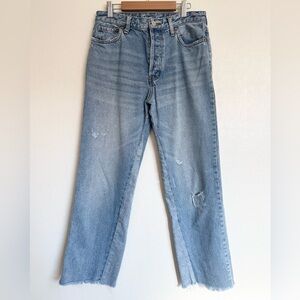 We the Free High Rise Straight Distressed Two Tone Jeans Size 26